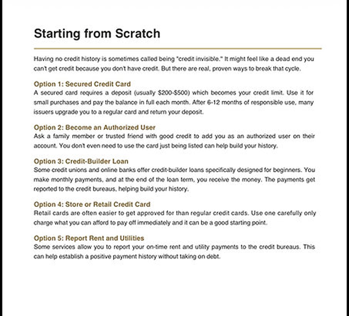 Credit Education For Beginners